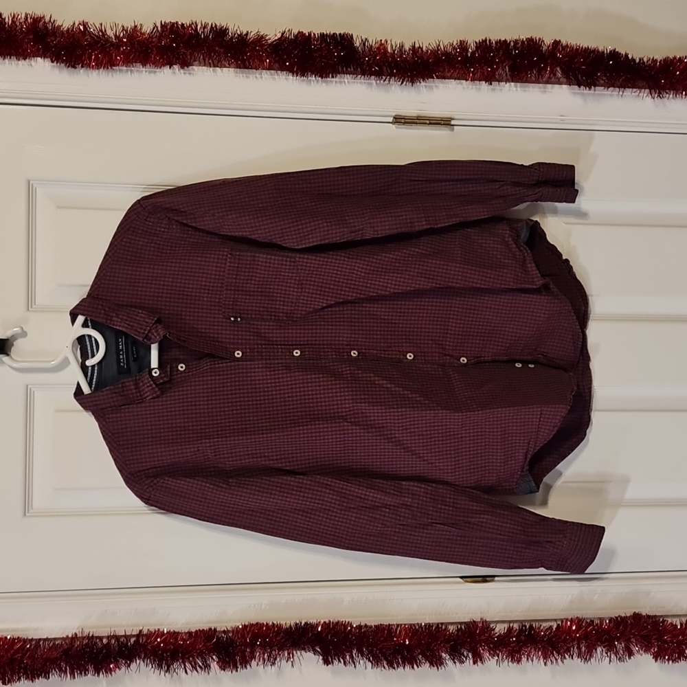 Zara plaid long sleeve button down shirt large